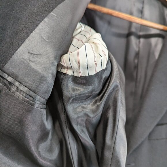 J Crew Blazer Mens Medium Black Velvet 3 Button Suit Jacket Sport Coat - Picture 12 of 12